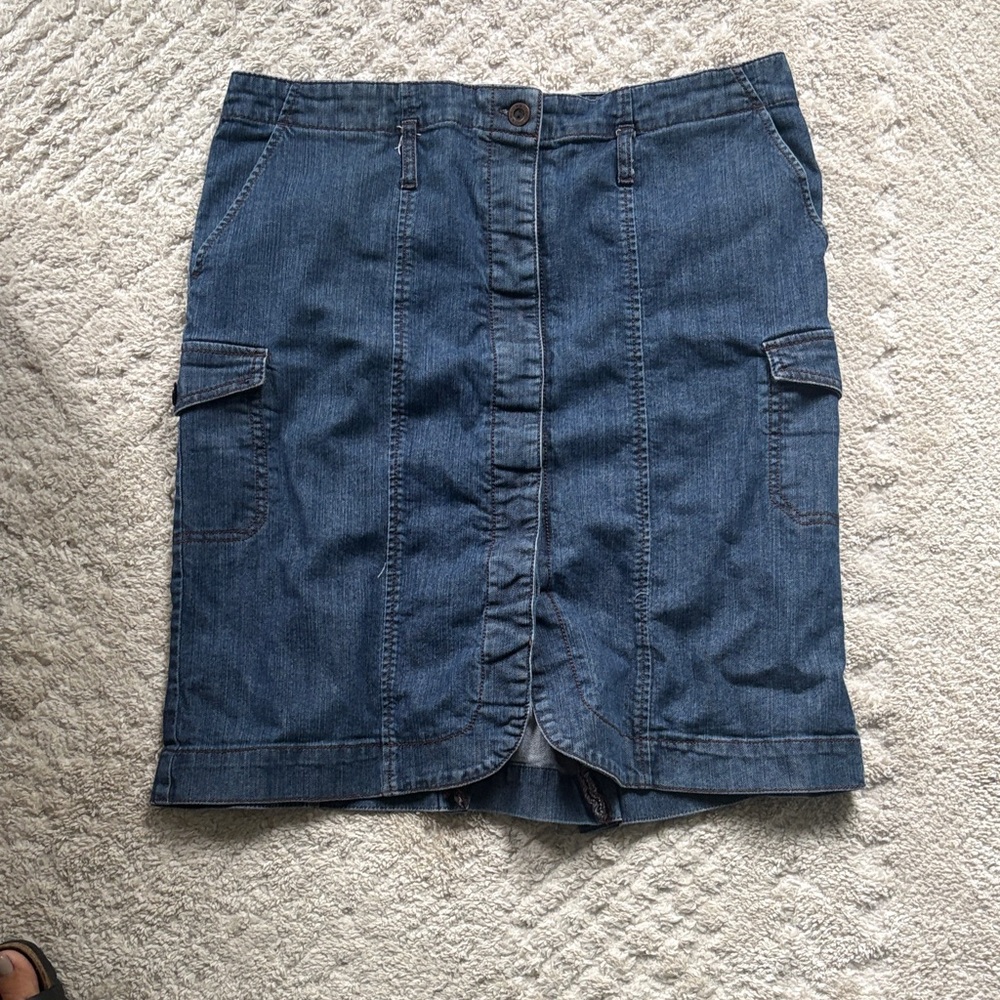 Women’s Denim Pencil Skirt in Blue with Utility Pockets